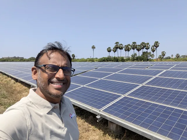 An Axium valuer at a solar power installation during a site inspection